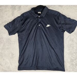 Men's Vintage Y2K Nike Sportswear Swoosh Logo Mesh‎ Polo Shirt sz M Black